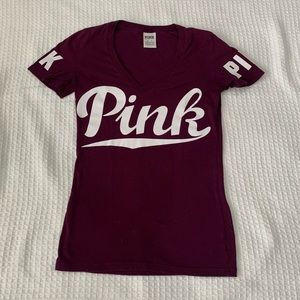 VS Pink Fitted V-neck Tee